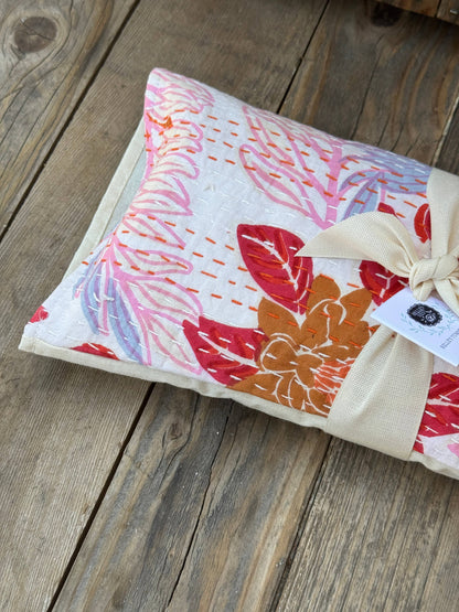Floral Kantha Lavender Tummy &amp; Neck Pillow