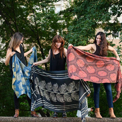 Artisan handmade cotton blockprint women scarf/wrap - Jungle