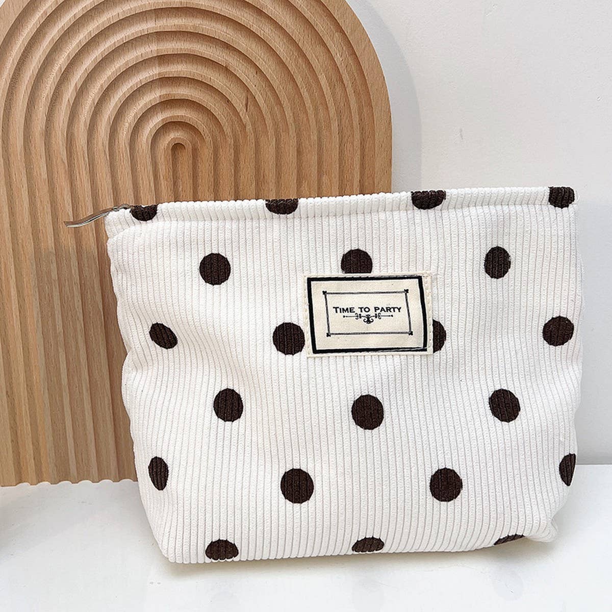 Playful Polka Dot Corduroy Pouch