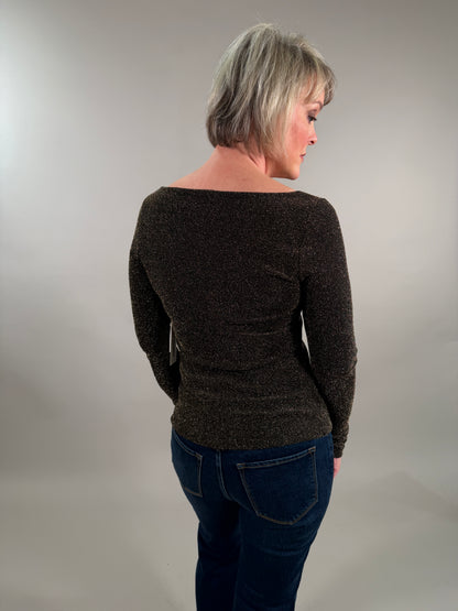 Whitney Metallic V Neck Top