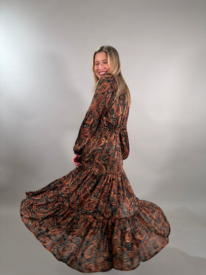 Flowy Paisley Printed Maxi Dress