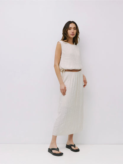 Sleeveless Drawstring Hem Top