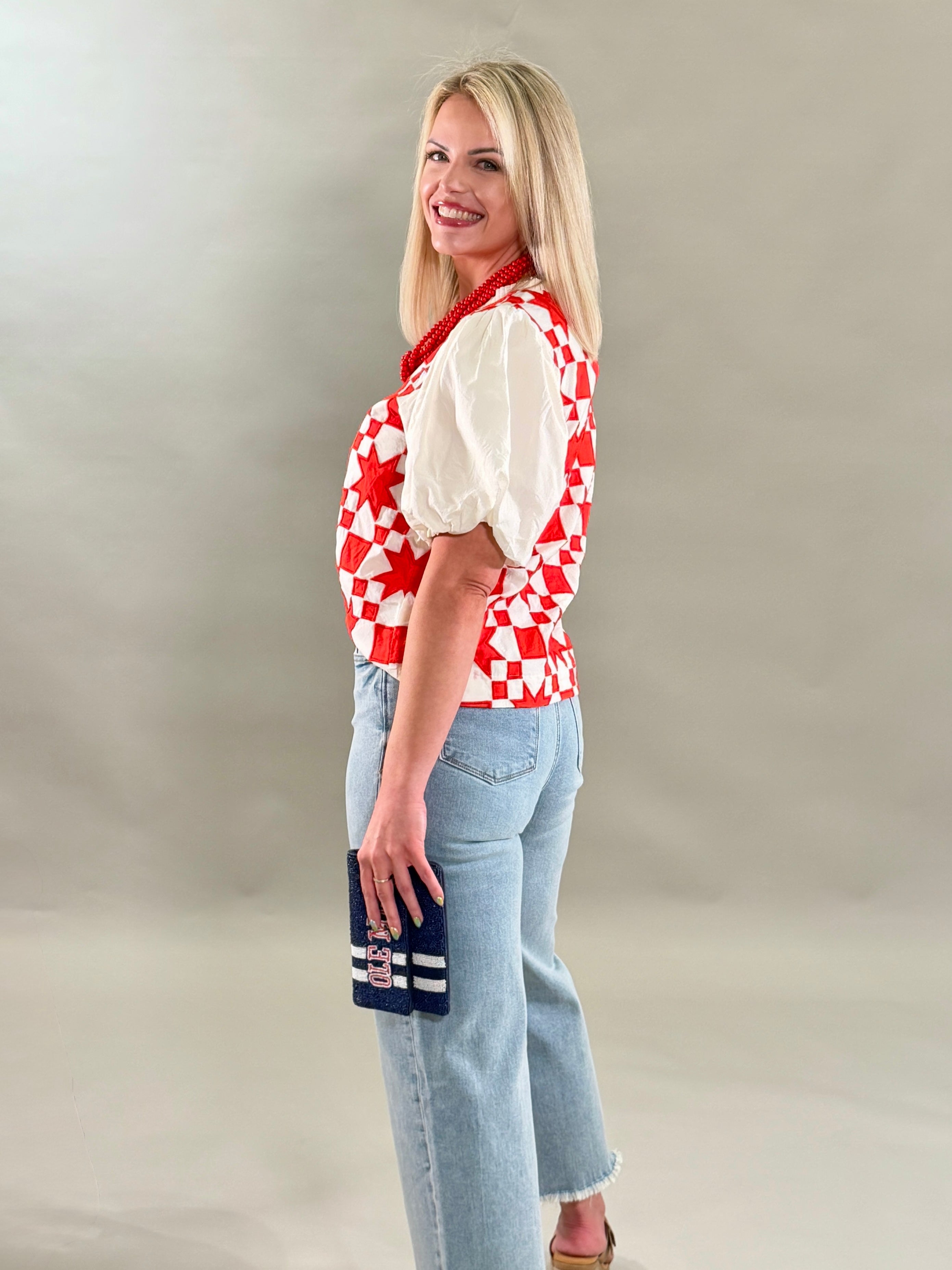 Quilted Pouf Sleeve Top