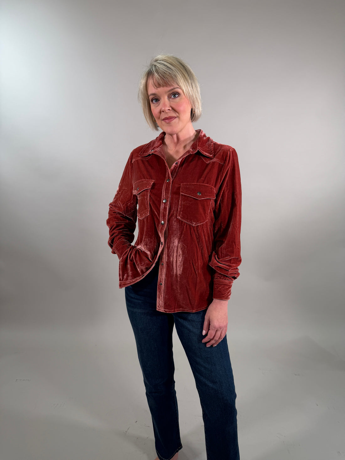 Button Down Velvet Shirt