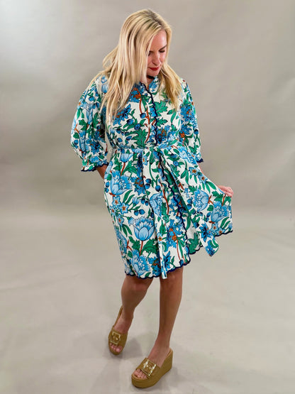 Vibrant Floral Scalloped Mini