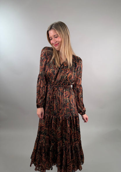 Flowy Paisley Printed Maxi Dress