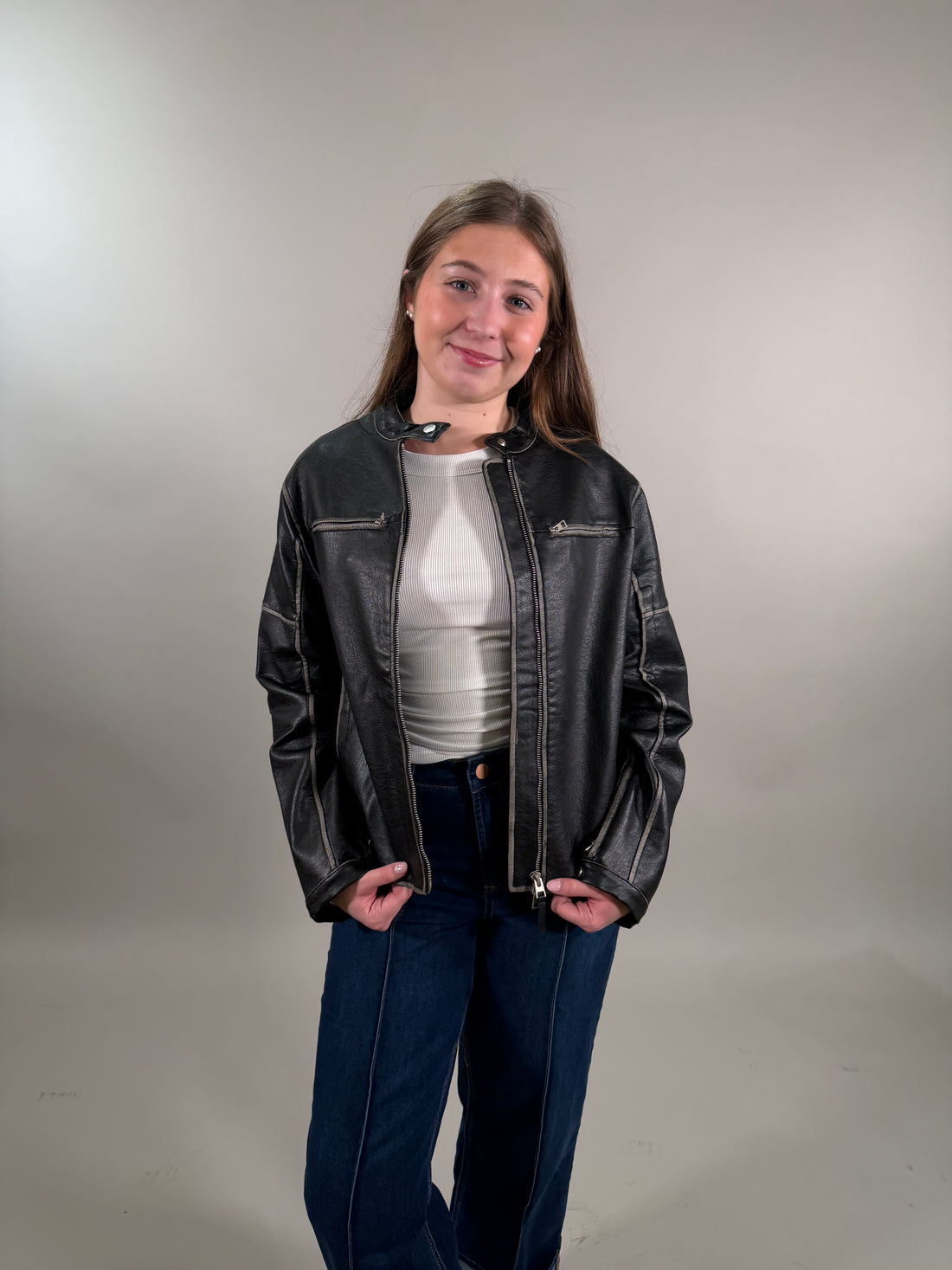 Relaxed Fit Moto Jacket