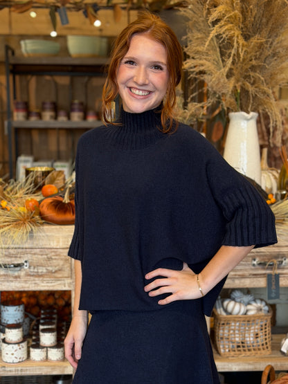 Italian Mock Neck Sweater Knit Top