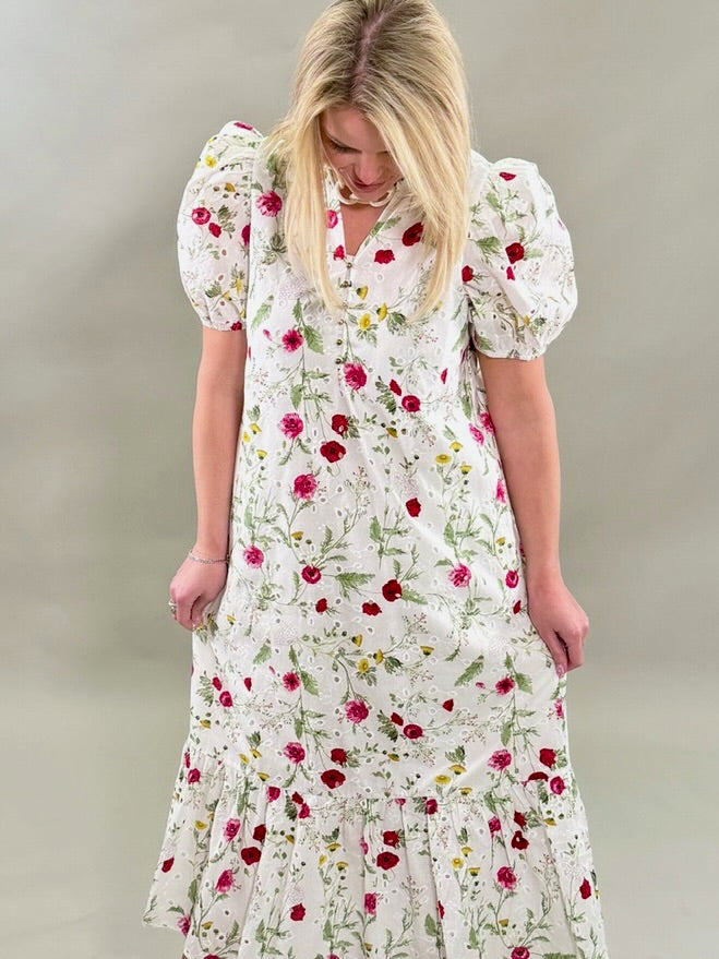 Romantic Eyelet Midi Dress