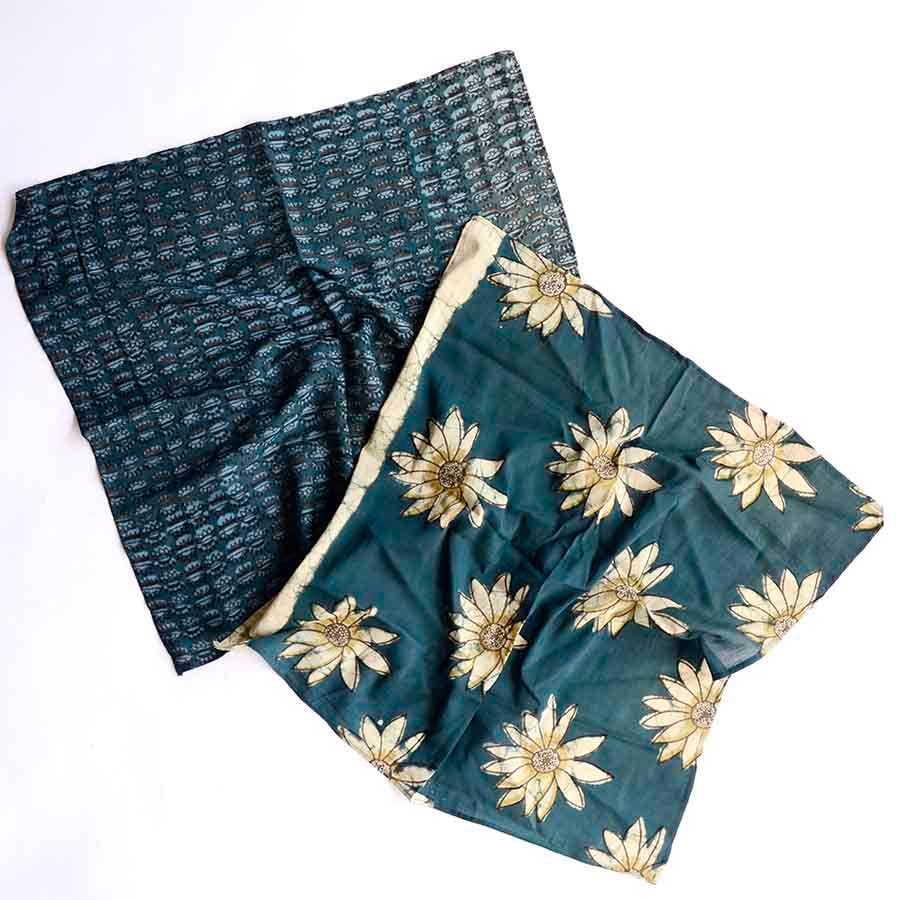 Square Bandana Scarf Artisan Block print cotton Women -Jolly