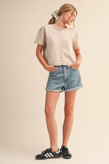 Short Sleeve Sweater Cardigan