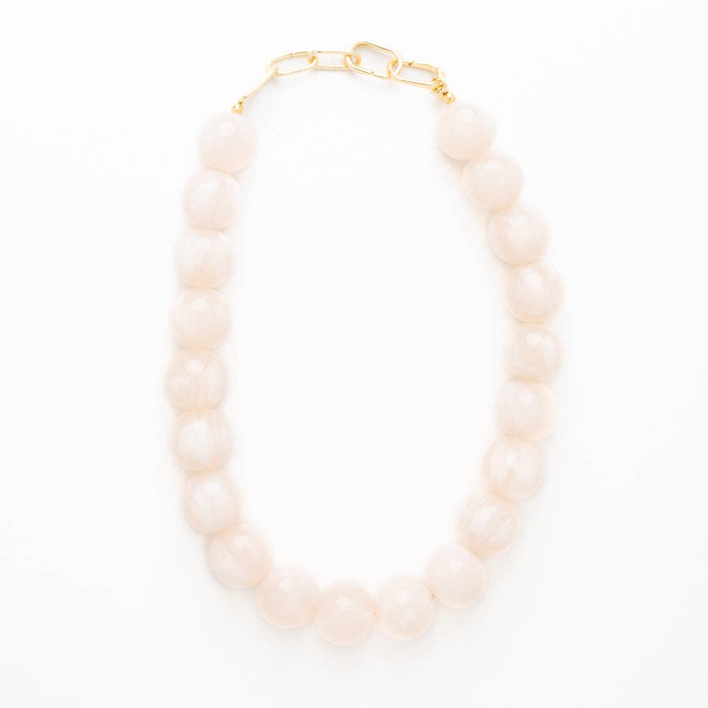 Iris Large Resin Bead Necklace Milky White Wholesale