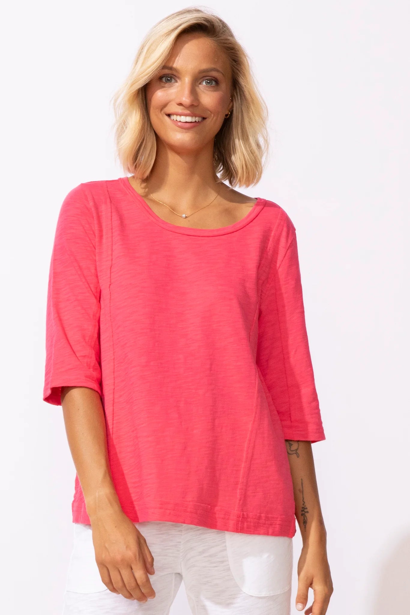 Cotton Slub Seamed Elbow Tee