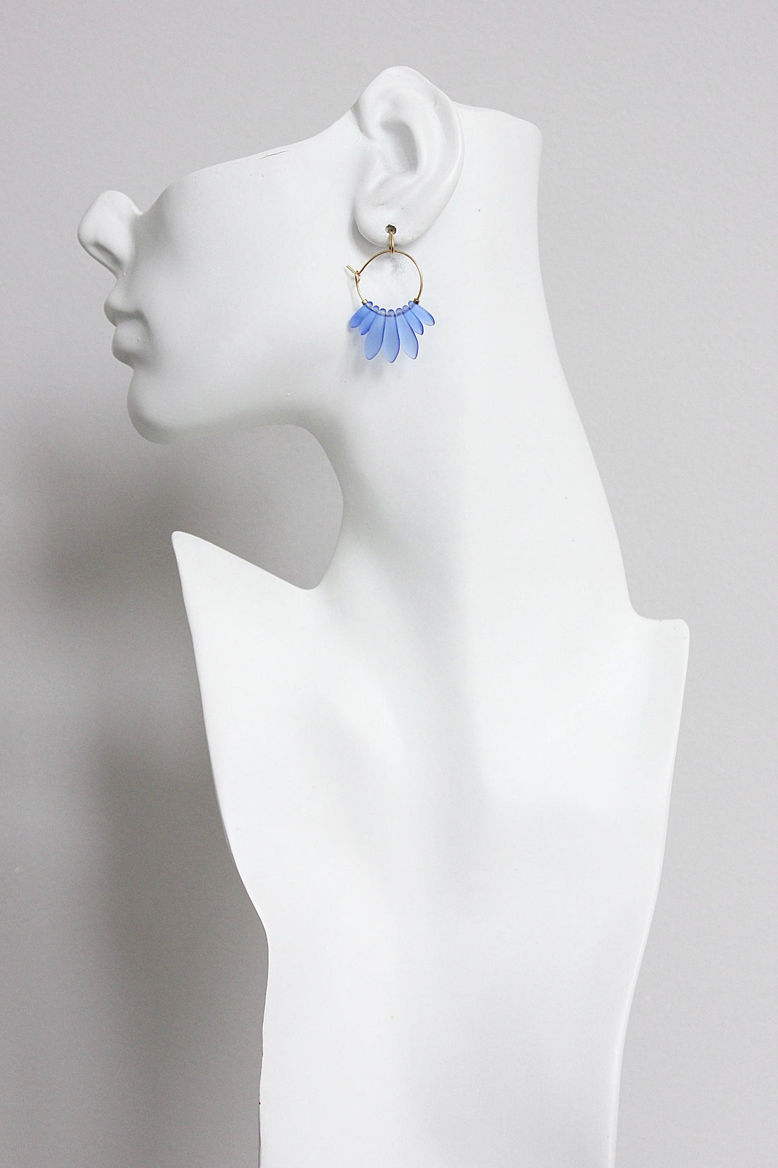 Blue Glass Hoop Earrings