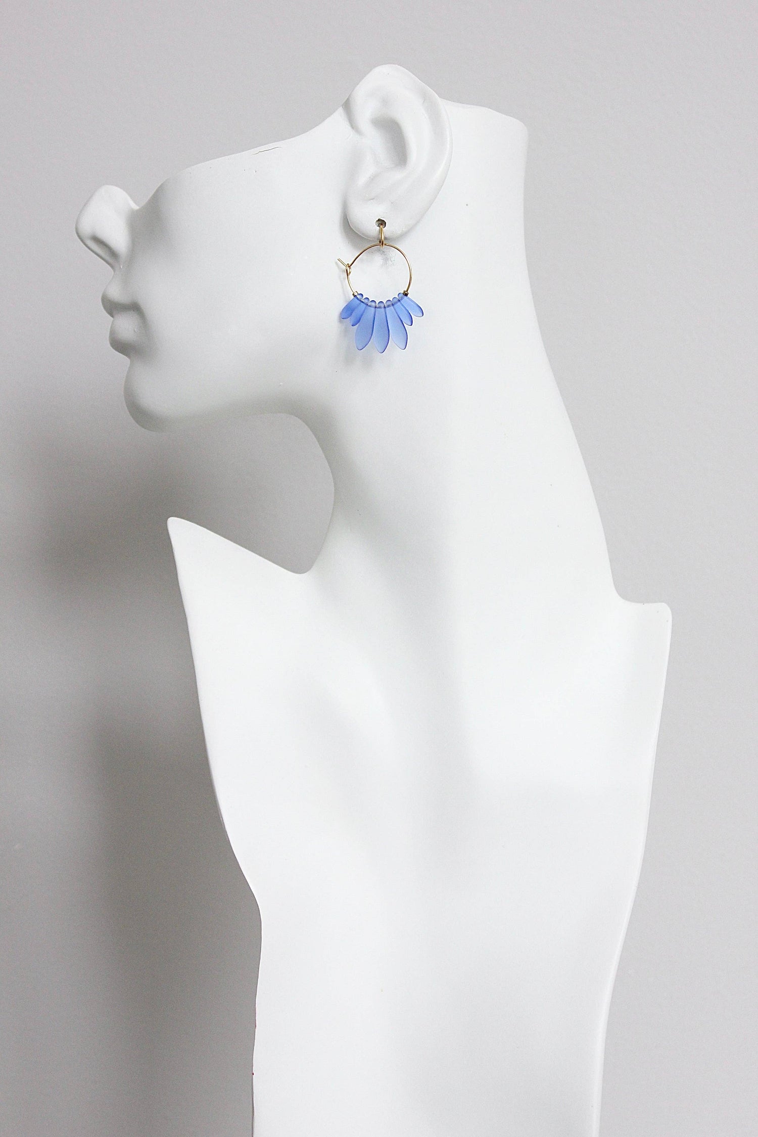 Blue Glass Hoop Earrings