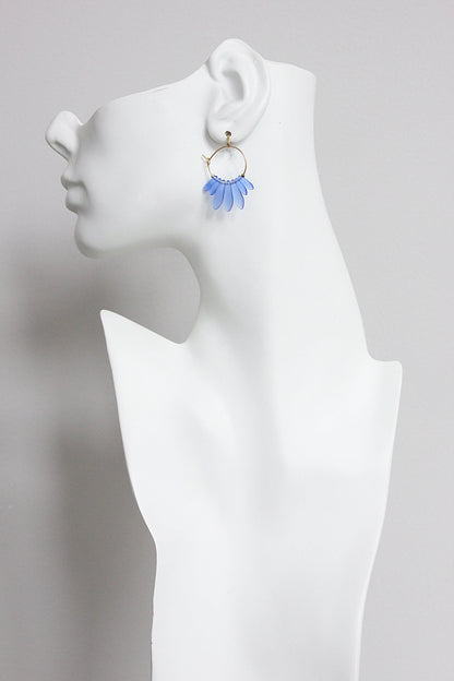 Blue Glass Hoop Earrings