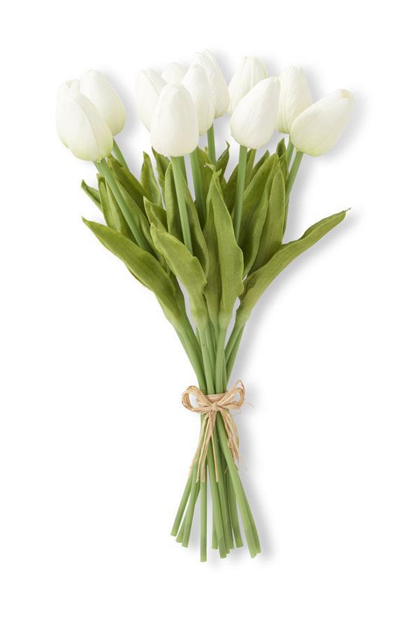 13-Inch White Real Touch Tulip Bundle (12 Mini Stems)