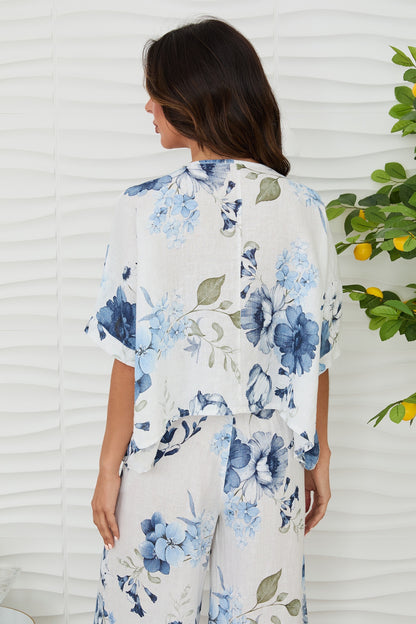 Breezy Floral Linen Crop Top