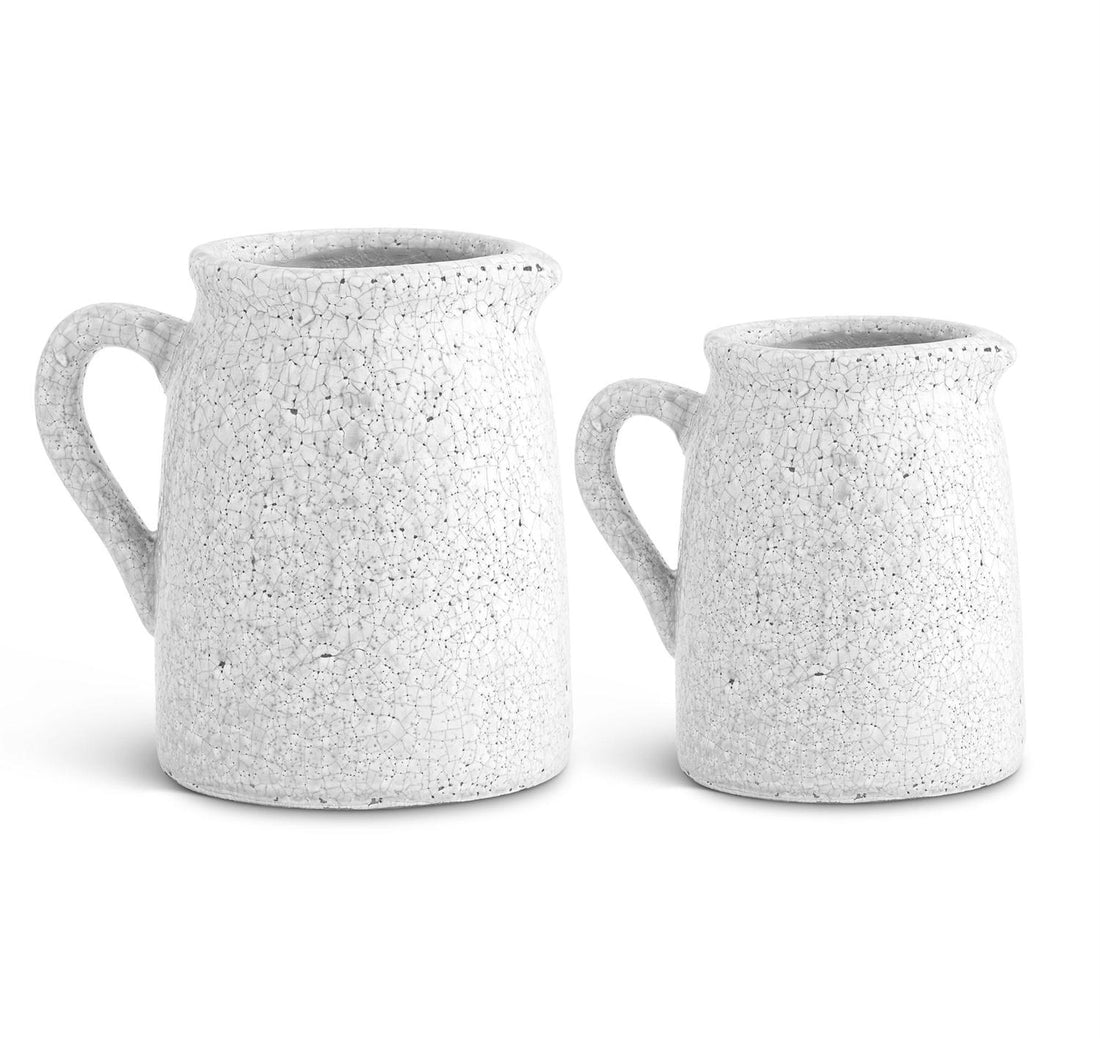 White Crackle-Glazed Terracotta Pitchers
