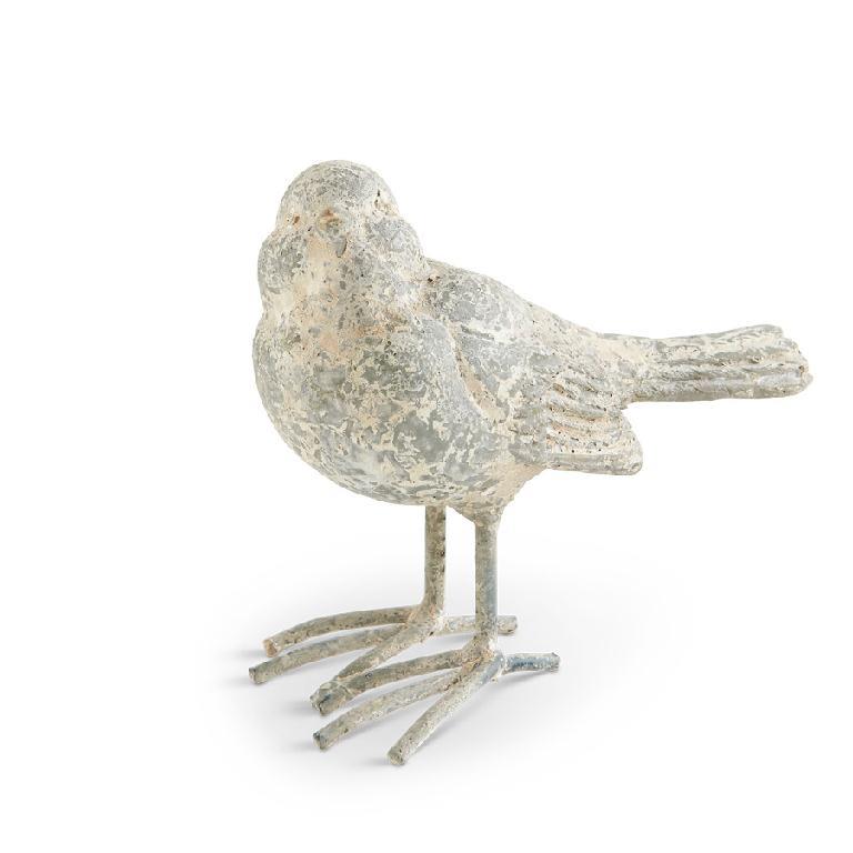 4-Inch Distressed Gray Resin Bird with Metal Legs