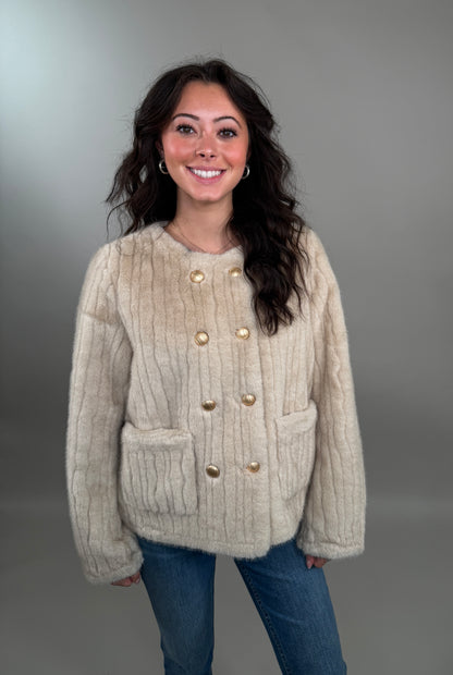 The Luxe Double-Breasted Faux Fur Jacket