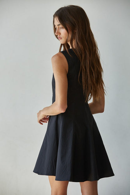 Woven Cotton Nylon Spandex Flare Mini Dress