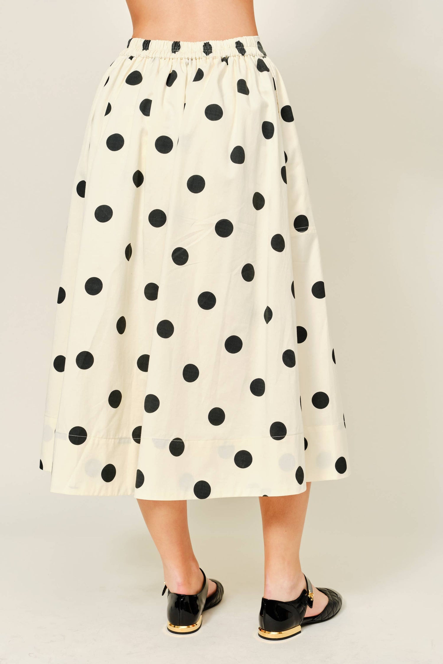 Dot Print Full Midi Skirt