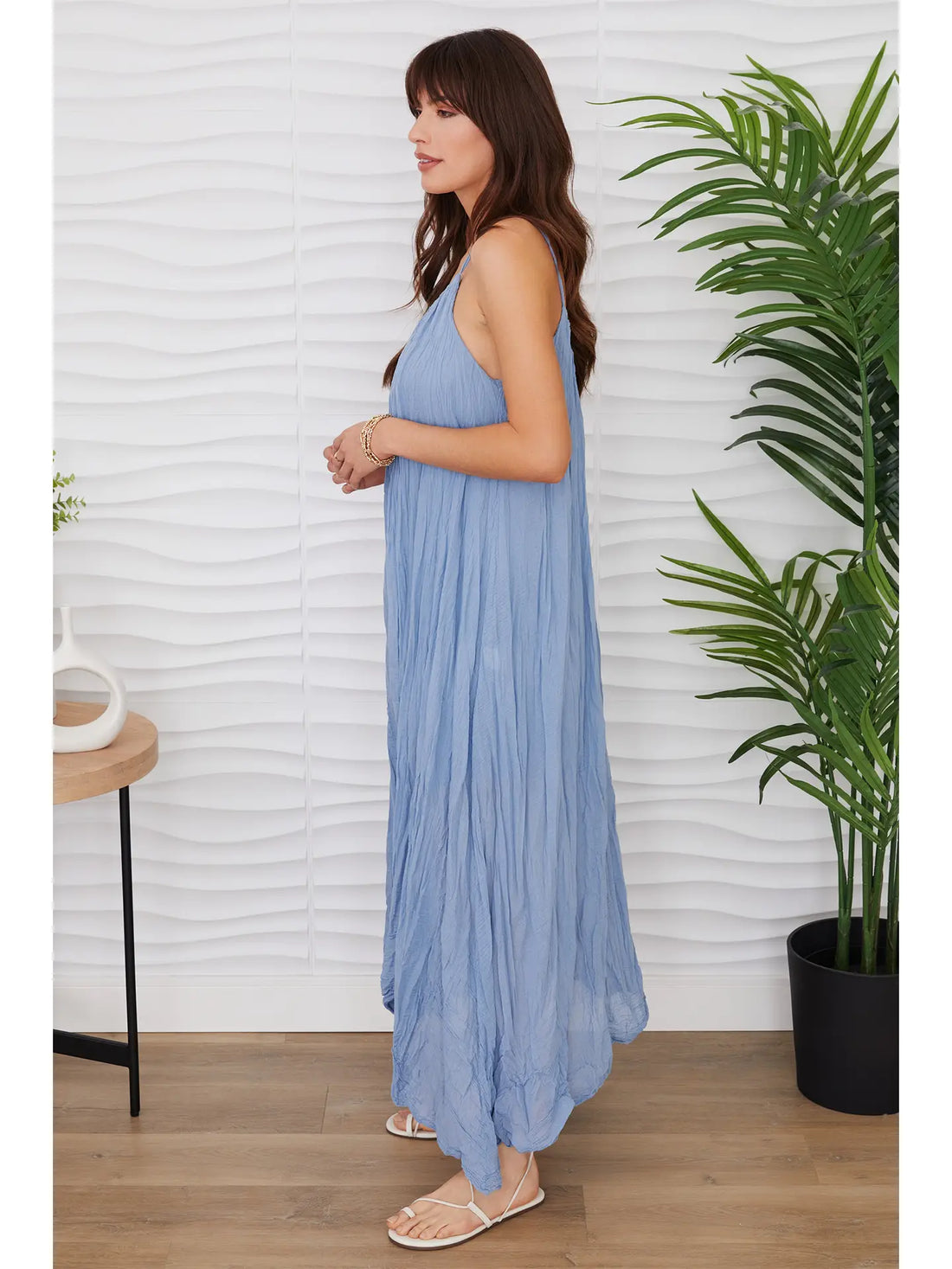 Spaghetti Strap Textured Gauze Maxi Dress