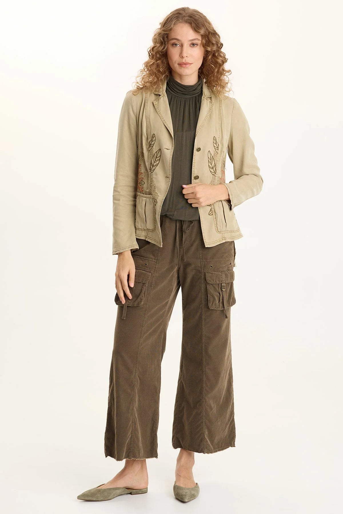 Corduroy Wide Leg Drawstring Cargo Pant