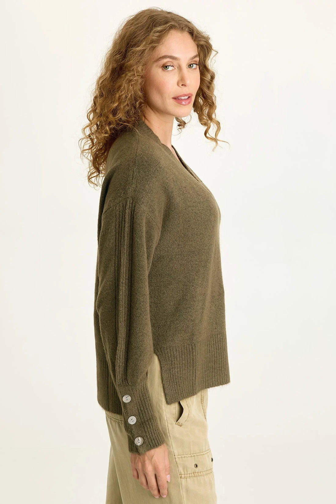 Relaxed Fit V-Neck Knit Sweater