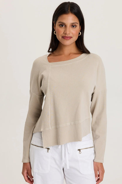 Asymmetrical Ribbed Knit Long Sleeve