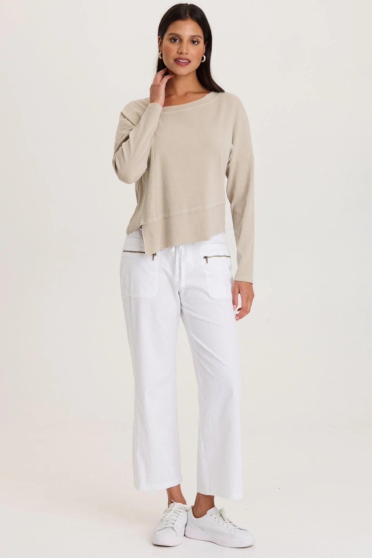 Asymmetrical Ribbed Knit Long Sleeve
