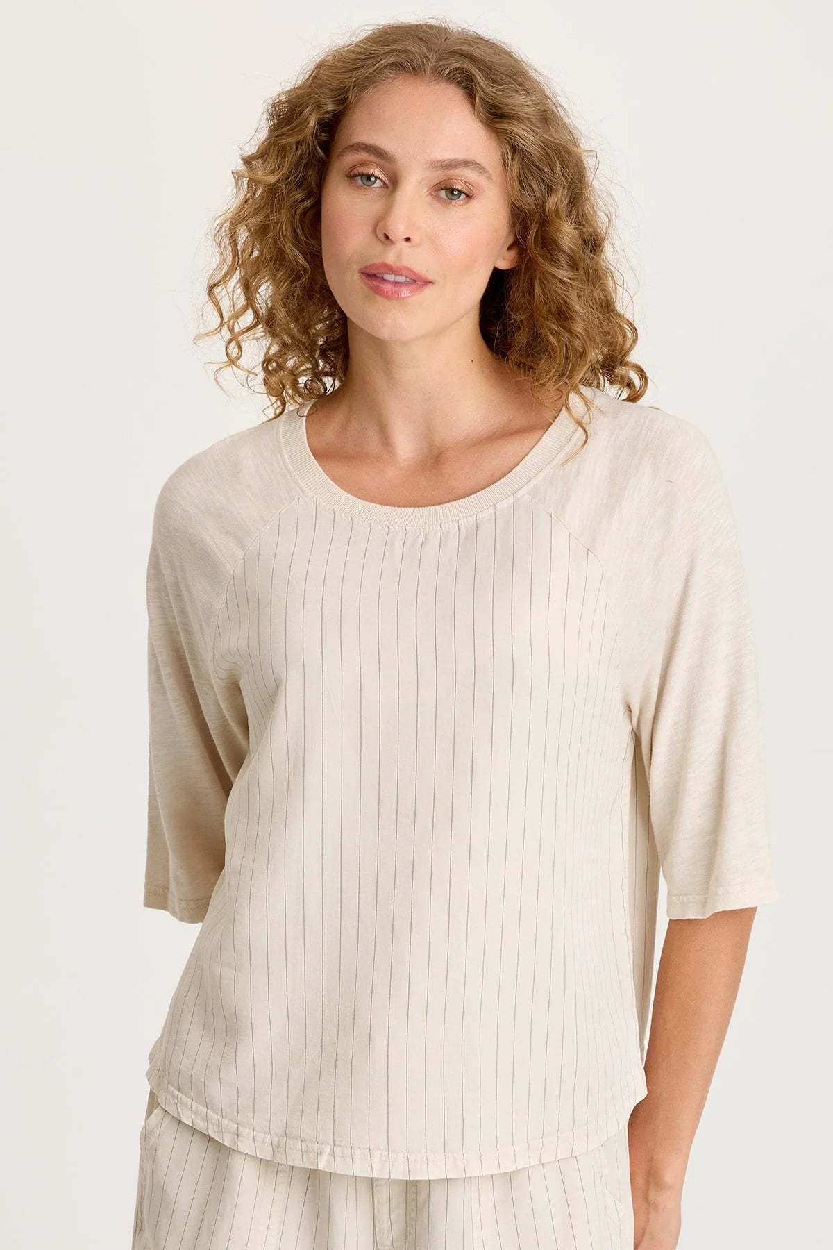 Relaxed Pinstripe Snap-Back Tee