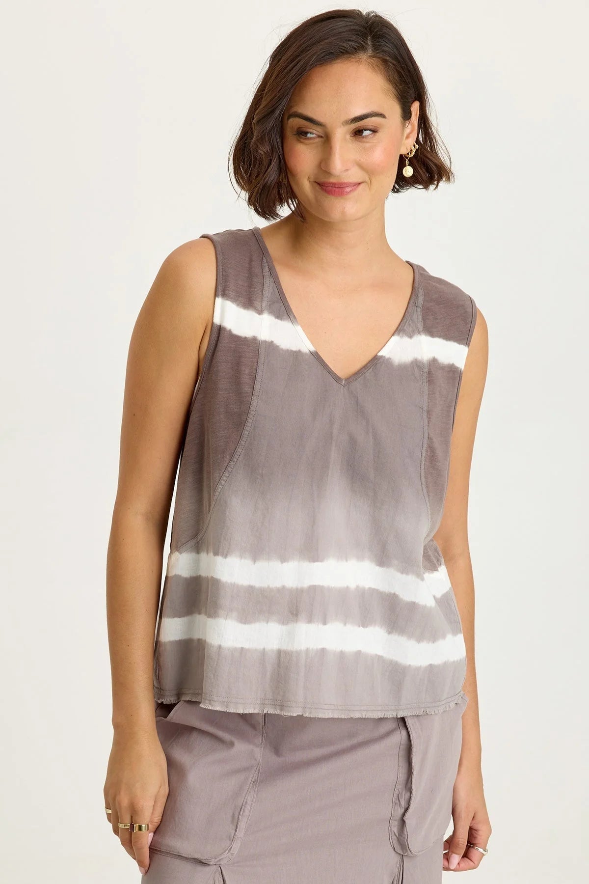 Mazie Linen-Jersey V-Neck Tank