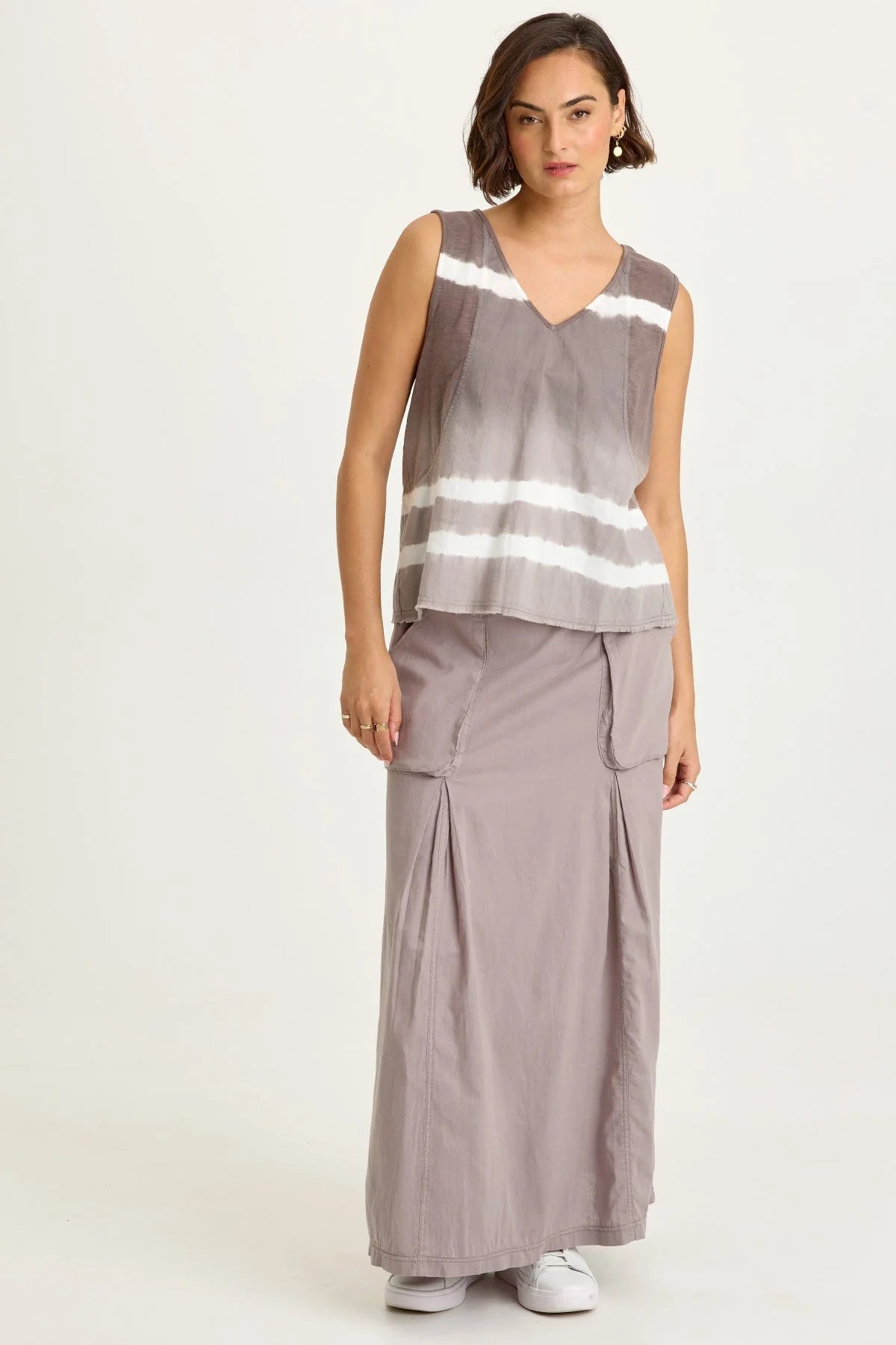 Mazie Linen-Jersey V-Neck Tank