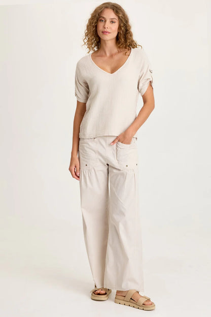 Double Gauze V-Neck Top