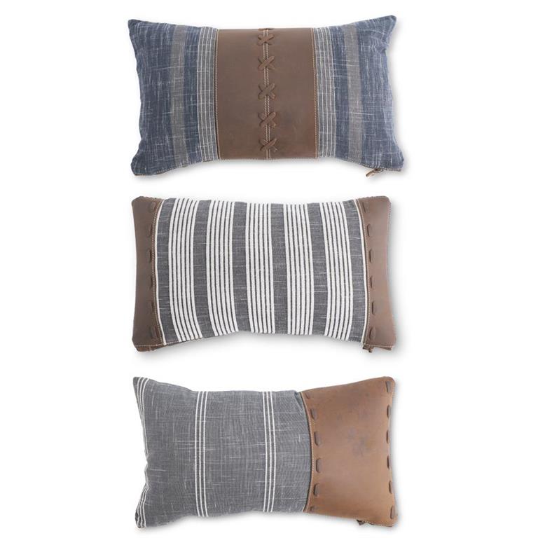 Assorted 20-Inch Rectangular Pillows with Leather (3 Styles)