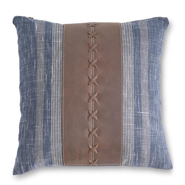 Assorted 20-Inch Square Pillows with Leather (3 Styles)