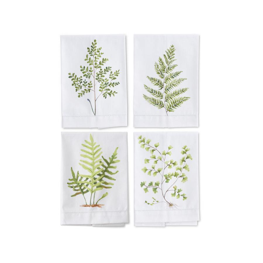 Assorted Fern Handpainted Cotton Guest Towels (4 Styles)
