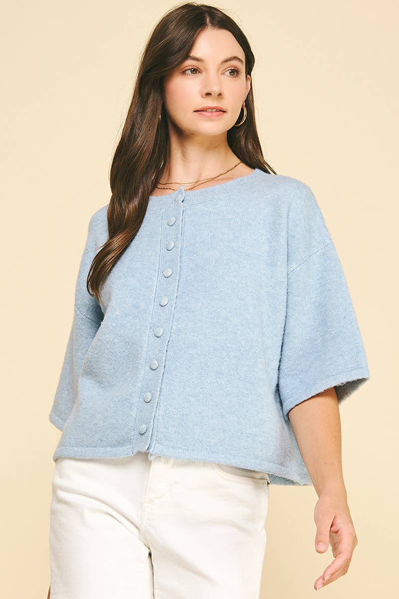 Cozy Button-Front Short Sleeve Cardigan