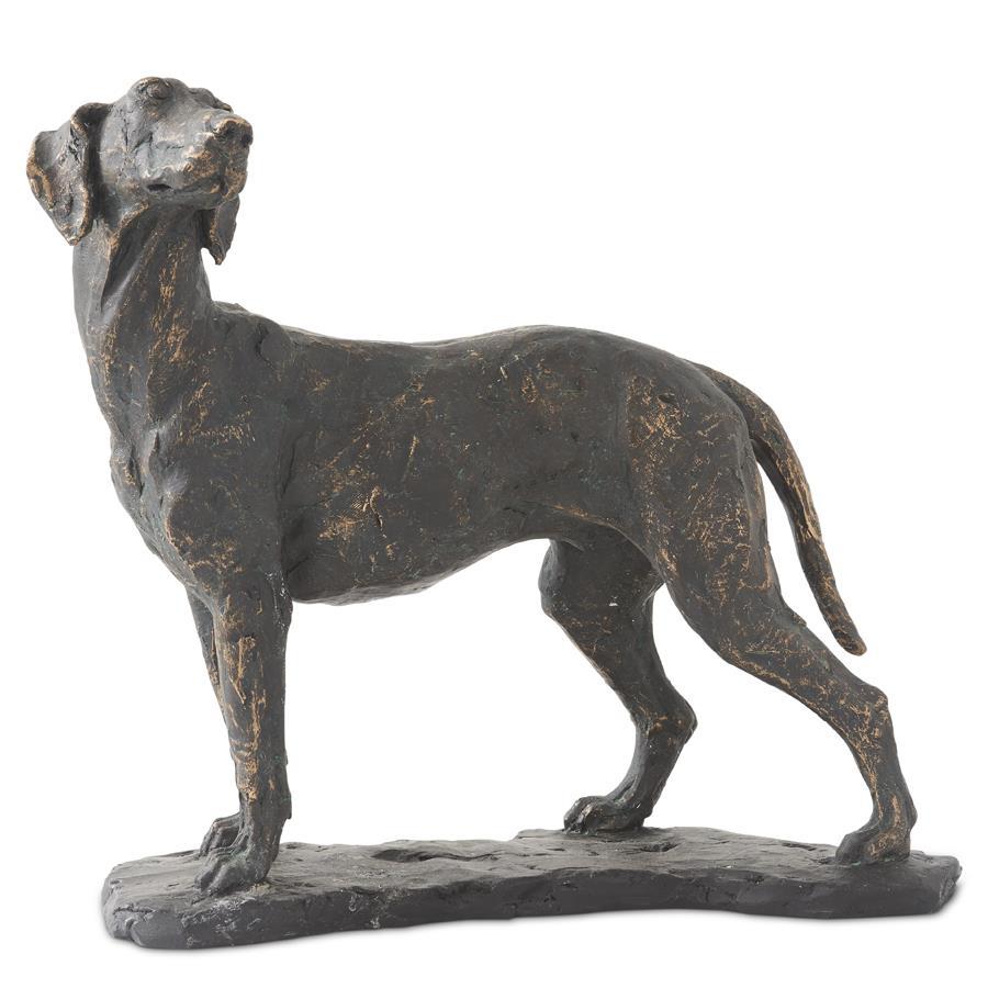 11 Inch Resin Patina Standing Dog on Black Base
