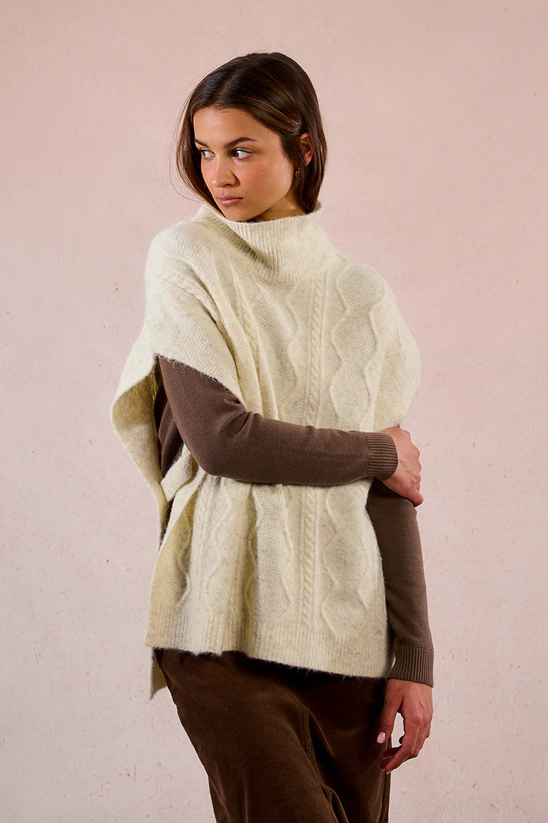 Poncho Style Sleeveless Sweater