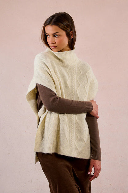 Poncho Style Sleeveless Sweater