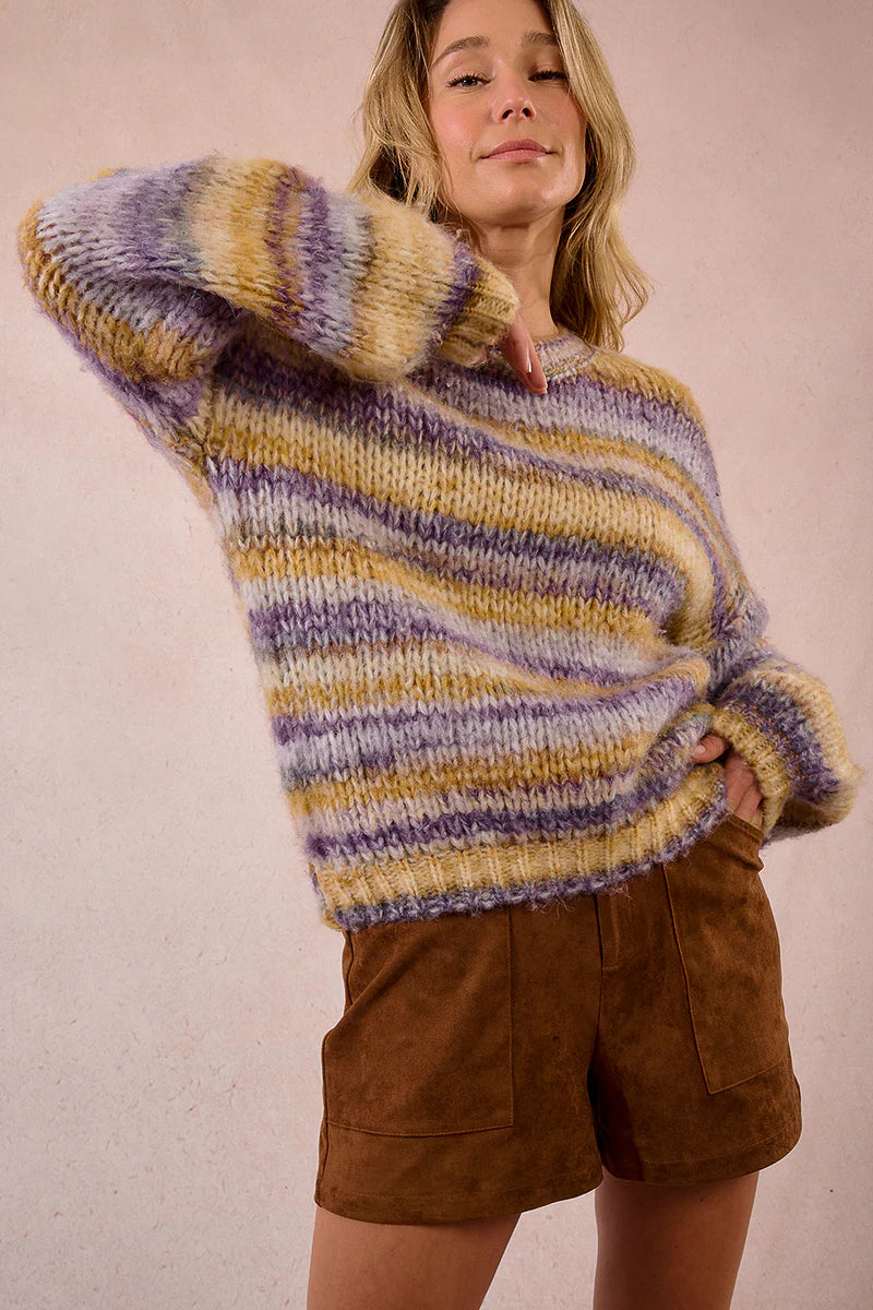 Oversized Multicolored Mauve Sweater