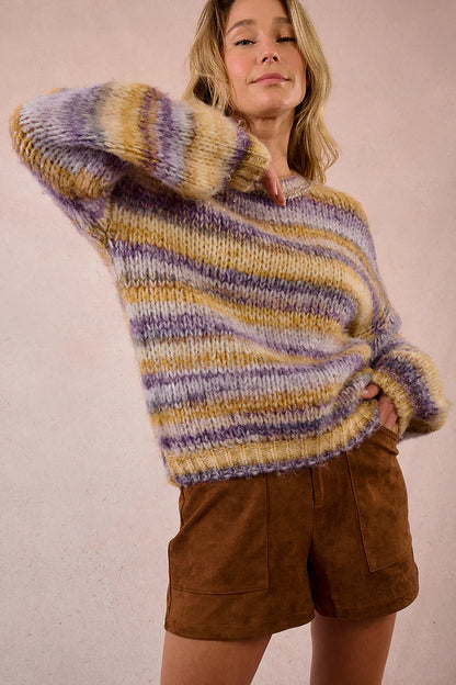 Oversized Multicolored Mauve Sweater