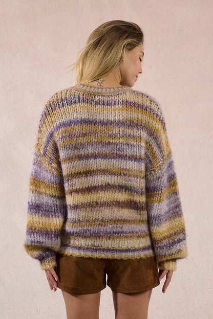 Oversized Multicolored Mauve Sweater