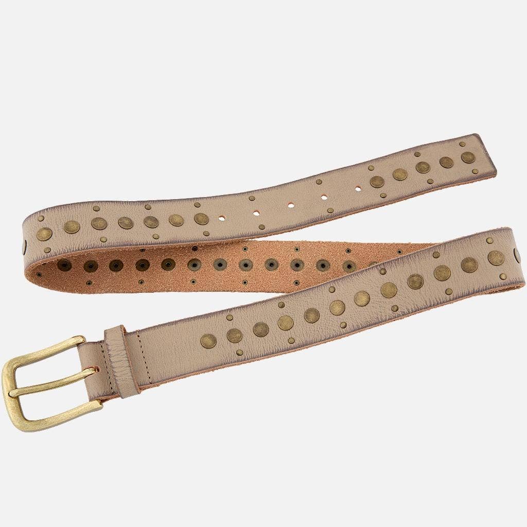 Faye Gold Buckle Studded Fashion Leather Belt