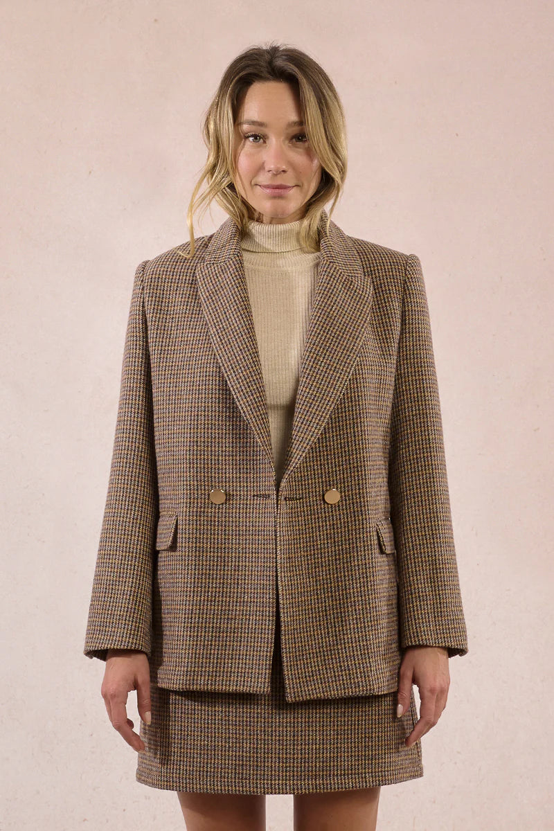 Straight Fit Houndstooth Blazer Jacket