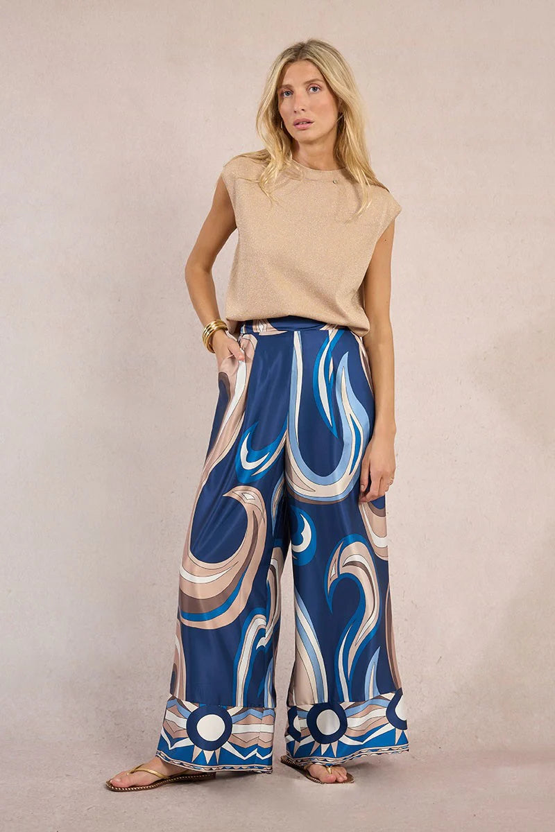 Printed Wide Leg Trousers