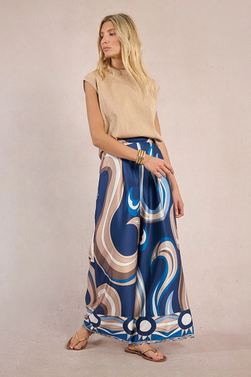 Printed Wide Leg Trousers